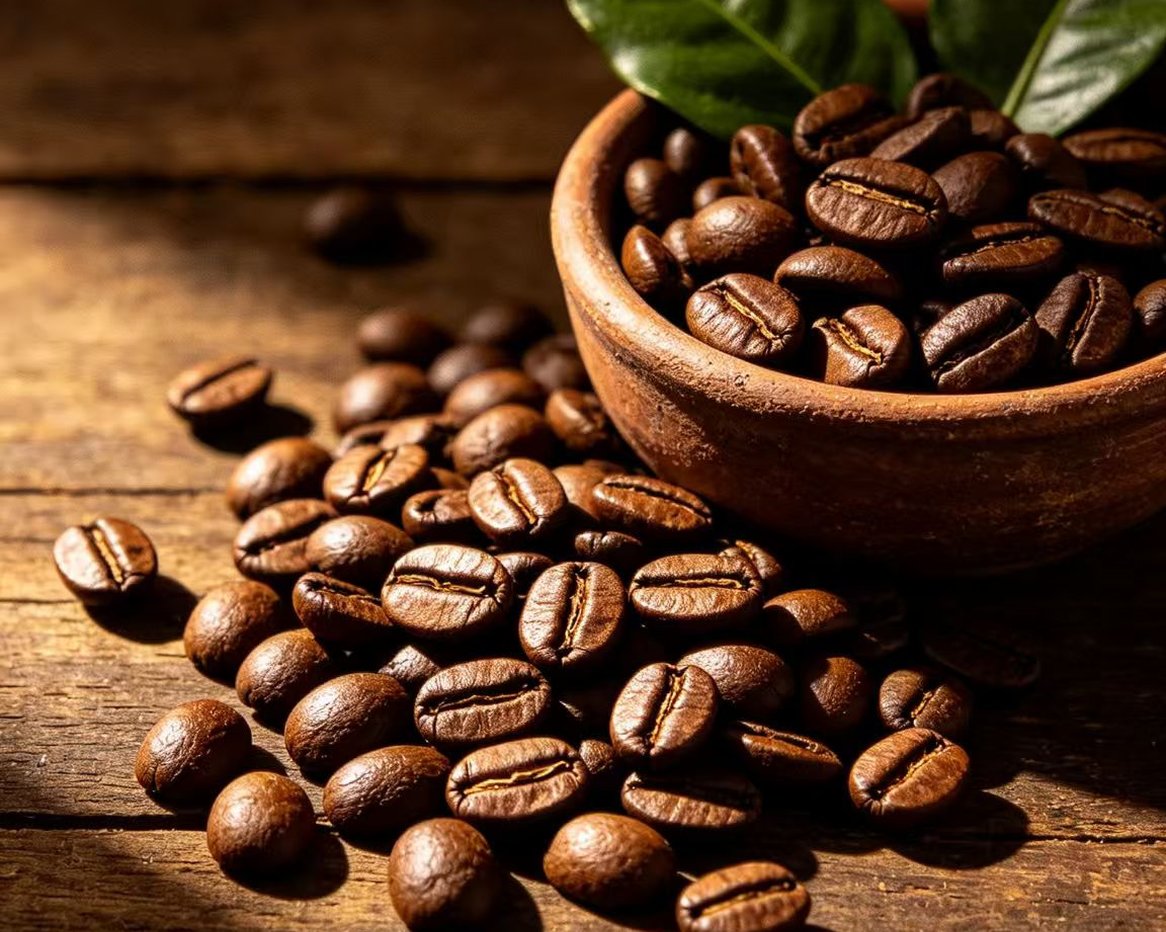 A bowl of coffee beans — a flavor waiting to be discovered for the first time