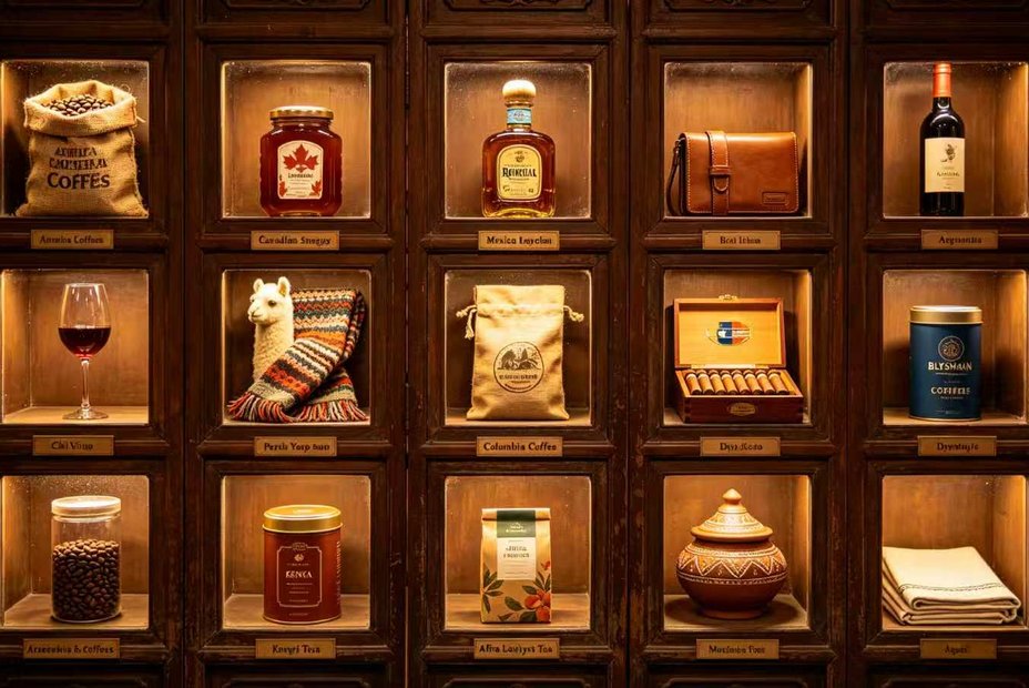 Coffee, maple syrup, nuts, hand-woven scarves — every case holds a possibility waiting to be discovered