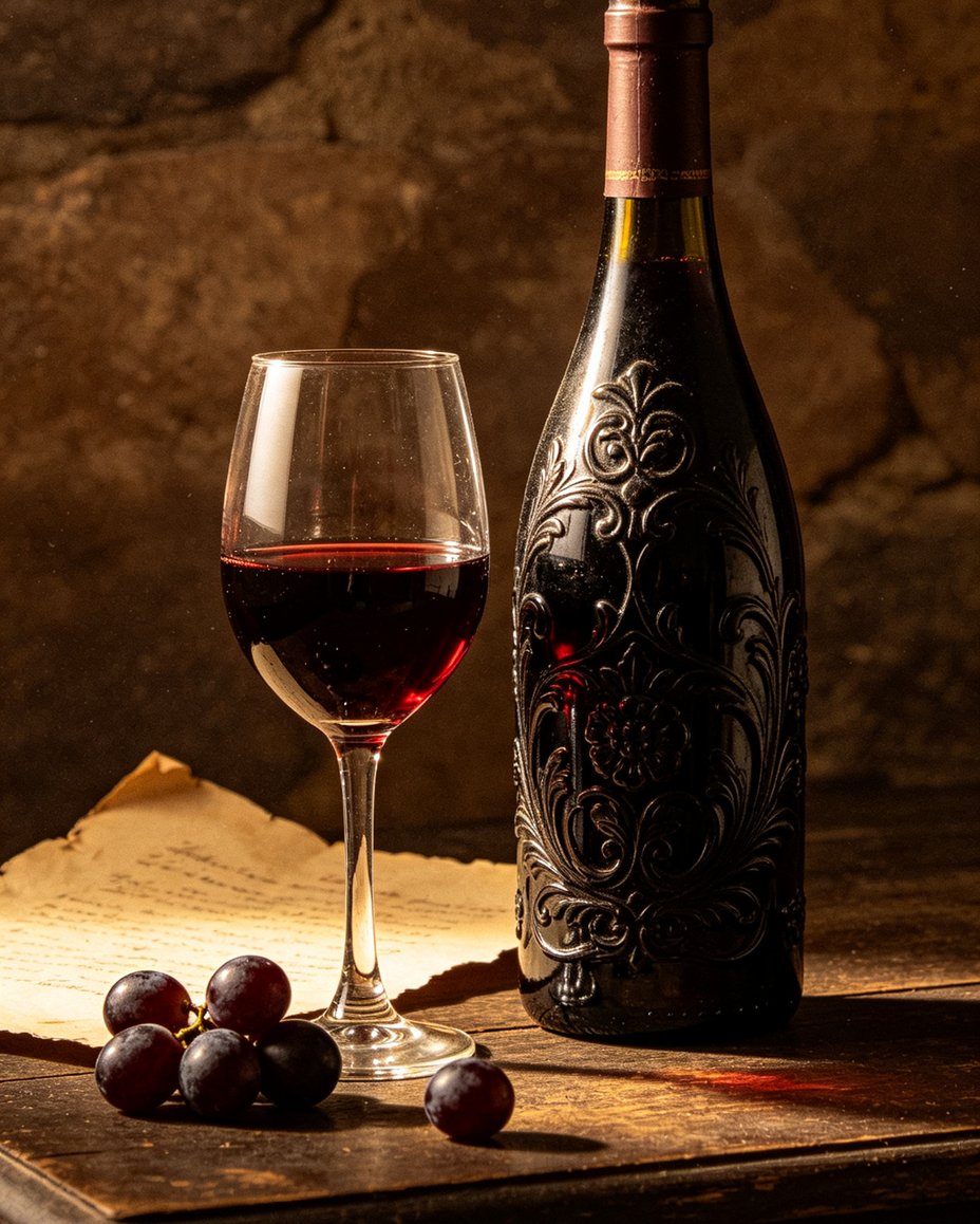 A bottle with a story — behind the engraved glass lie the terroir and time of its origin
